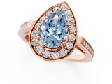 Rose gold Fancy Blue Pear  Halo Diamond Ring with Split Shank and Four-Prong Setting_60