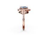 Rose gold Fancy Blue Pear  Halo Diamond Ring with Split Shank and Four-Prong Setting_61