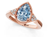 Rose gold Fancy Blue Pear  Halo Diamond Ring with Tapered Band and Four-Prong Setting_4