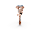 Rose gold Fancy Blue Pear  Halo Diamond Ring with Vintage Split Shank and Four-Prong Setting_20