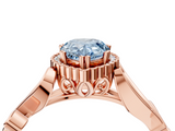 Rose gold Fancy Blue Pear  Halo Diamond Ring with Vintage Split Shank and Four-Prong Setting_22