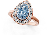 Rose gold Fancy Blue Pear  Halo Diamond Solitaire with Pavé Band and Four-Prong Setting_77