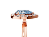 Rose gold Fancy Blue Pear  Halo Diamond Solitaire with Pavé Band and Four-Prong Setting_81