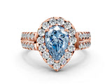 Rose gold Fancy Blue Pear  Halo Diamond Split Shank Engagement Ring with Prong Setting_63