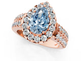 Rose gold Fancy Blue Pear  Halo Diamond Split Shank Engagement Ring with Prong Setting_64