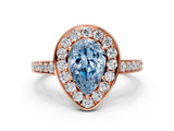 Rose gold Fancy Blue Pear  Halo Pavé Diamond Engagement Ring with Bezel Setting_20