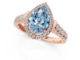 Rose gold Fancy Blue Pear  Halo Pavé Diamond Engagement Ring with Four-Prong Setting_27