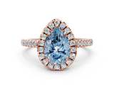 Rose gold Fancy Blue Pear  Halo Pavé Diamond Engagement Ring with Four-Prong Setting_3