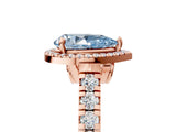 Rose gold Fancy Blue Pear  Halo Pavé Diamond Engagement Ring with Four-Prong Setting_31