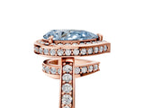 Rose gold Fancy Blue Pear  Halo Pave Band Solitaire Ring with Prong Setting_71