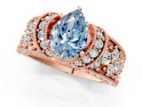 Rose gold Fancy Blue Pear  Halo Pave Diamond Engagement Ring with Milgrain Detailing_50