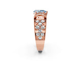 Rose gold Fancy Blue Pear  Halo Pave Diamond Engagement Ring with Milgrain Detailing_51