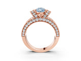 Rose gold Fancy Blue Pear  Halo Pave Diamond Engagement Ring with Milgrain Detailing_52
