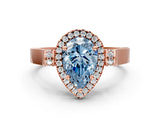 Rose gold Fancy Blue Pear  Halo Pave Split Shank Prong Setting Ring_87