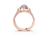 Rose gold Fancy Blue Pear  Halo Pave Split Shank Prong Setting Ring_90
