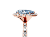 Rose gold Fancy Blue Pear  Halo Round Diamond Pavé Band Four-Prong Ring_8