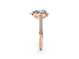 Rose gold Fancy Blue Pear  Halo Round Diamond Pave Band with Four-Prong Setting_40