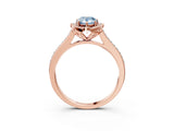 Rose gold Fancy Blue Pear  Halo Round Diamond Pave Band with Four-Prong Setting_41