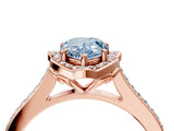 Rose gold Fancy Blue Pear  Halo Round Diamond Pave Band with Four-Prong Setting_42