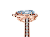 Rose gold Fancy Blue Pear  Halo Round Diamond Pave Band with Four-Prong Setting_43