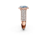 Rose gold Fancy Blue Pear  Halo Round Diamond Pave Band with Prong Setting 2
