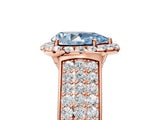 Rose gold Fancy Blue Pear  Halo Round Diamond Pave Band with Prong Setting 5