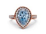 Rose gold Fancy Blue Pear  Halo Solitaire Diamond Ring with Pave Band and Bezel Setting_50