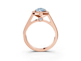 Rose gold Fancy Blue Pear  Halo Solitaire Diamond Ring with Pave Band and Bezel Setting_53
