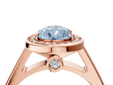 Rose gold Fancy Blue Pear  Halo Solitaire Diamond Ring with Pave Band and Bezel Setting_54