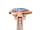 Rose gold Fancy Blue Pear  Halo Solitaire Diamond Ring with Pave Band and Bezel Setting_55