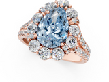 Rose gold Fancy Blue Pear  Halo Split Shank Diamond Engagement Ring with Pave Band and Four-Prong Setting_55