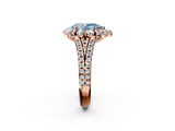 Rose gold Fancy Blue Pear  Halo Split Shank Diamond Engagement Ring with Pave Band and Four-Prong Setting_56