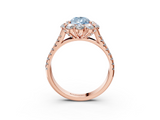 Rose gold Fancy Blue Pear  Halo Split Shank Diamond Engagement Ring with Pave Band and Four-Prong Setting_57