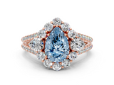 Rose gold Fancy Blue Pear  Halo Split Shank Diamond Engagement Ring with Prong Setting_20