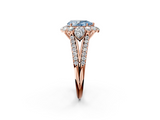 Rose gold Fancy Blue Pear  Halo Split Shank Diamond Engagement Ring with Prong Setting_22
