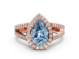 Rose gold Fancy Blue Pear  Halo Split Shank Diamond Ring with Four-Prong Setting_32