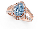 Rose gold Fancy Blue Pear  Halo Split Shank Diamond Ring with Four-Prong Setting_33