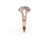Rose gold Fancy Blue Pear  Halo Split Shank Diamond Ring with Four-Prong Setting_34