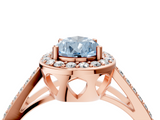 Rose gold Fancy Blue Pear  Halo Split Shank Diamond Ring with Four-Prong Setting_36