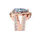 Rose gold Fancy Blue Pear  Halo Split Shank Diamond Ring with Four-Prong Setting_37
