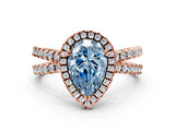 Rose gold Fancy Blue Pear  Halo Split Shank Diamond Ring with Pavé Setting_38