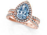 Rose gold Fancy Blue Pear  Halo Split Shank Diamond Ring with Pavé Setting_39