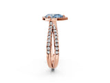 Rose gold Fancy Blue Pear  Halo Split Shank Diamond Ring with Pavé Setting_40