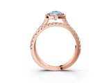 Rose gold Fancy Blue Pear  Halo Split Shank Diamond Ring with Pavé Setting_41