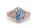 Rose gold Fancy Blue Pear  Halo Split Shank Diamond Ring with Prong Setting_20