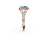 Rose gold Fancy Blue Pear  Halo Split Shank Diamond Ring with Prong Setting_22