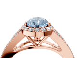 Rose gold Fancy Blue Pear  Halo Split Shank Diamond Ring with Prong Setting_24