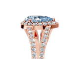 Rose gold Fancy Blue Pear  Halo Split Shank Diamond Ring with Prong Setting_25