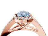 Rose gold Fancy Blue Pear  Halo Split Shank Pave Diamond Ring with Four-Prong Setting_52