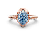 Rose gold Fancy Blue Pear  Halo Split Shank Pave Diamond Ring with Petal Prong Setting_20